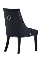 Life Interiors Single Velvet Dining Chair Ergonomic Scoop Knockerback & Button Tufted Wood Legs in Black - thumbnail 4