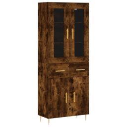 Berkfield Home Highboard Smoked Oak 69.5x34x180 cm Engineered Wood in Brown - thumbnail 2