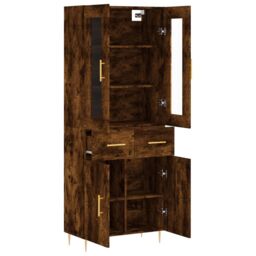 Berkfield Home Highboard Smoked Oak 69.5x34x180 cm Engineered Wood in Brown - thumbnail 4
