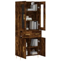 Berkfield Home Highboard Smoked Oak 69.5x34x180 cm Engineered Wood in Brown - thumbnail 3