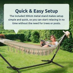 idooka Hammock with Heavy-Duty Steel Stand Green White Stripes in Light Green - thumbnail 4