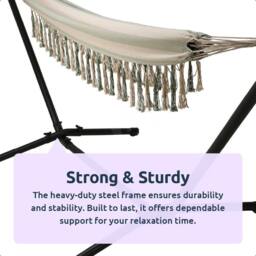 idooka Hammock with Heavy-Duty Steel Stand Green White Stripes in Light Green - thumbnail 2
