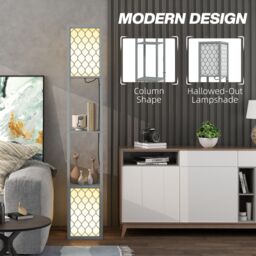 HOMCOM 2-Light Modern Floor Lamp with Shelves for Living Room, Bedroom in Light Grey - thumbnail 6