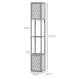 HOMCOM 2-Light Modern Floor Lamp with Shelves for Living Room, Bedroom in Light Grey - thumbnail 3