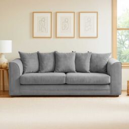 Furnishings For Less UK Casper Chenille Sofa Set 3 & 2 Seater Sofa Scatter Back Curved Arm in Grey - thumbnail 4