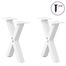 Berkfield Home Coffee Table Legs X-Shaped 2 pcs White 40x(30-31) cm Steel - thumbnail 3