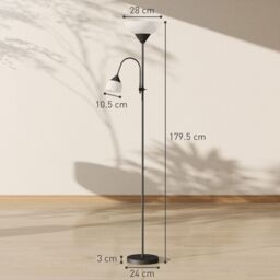 HOMCOM Mother-Child Floor Lamp Duo Light with 3 Colour Temperatures in Black - thumbnail 3