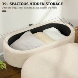STILVORA Storage Ottoman with Inner Storage in Cream - thumbnail 6