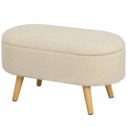 STILVORA Storage Ottoman with Inner Storage in Cream - thumbnail 5