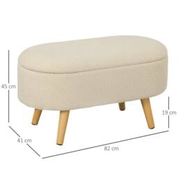 STILVORA Storage Ottoman with Inner Storage in Cream - thumbnail 4