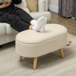 STILVORA Storage Ottoman with Inner Storage in Cream - thumbnail 9