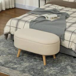 STILVORA Storage Ottoman with Inner Storage in Cream - thumbnail 3