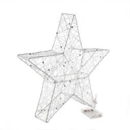 Voltico Wireframe Star Light Decoration Battery Operated Silver Metal Ornament in Warm White - Size: 1 Pack - thumbnail 4