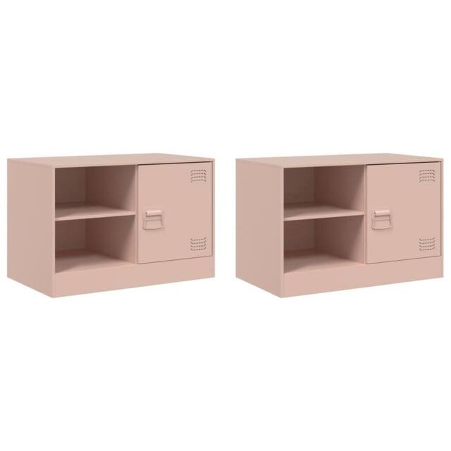 Berkfield Home TV Cabinets 2 pcs Pink 67x39x44 cm Steel - Size: 67 x 39 x 44 cm - image 1