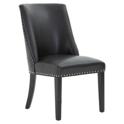 Orsina Modern Black Leather Effect Dining Chair, Elegant Design Dining Chair For Dining Table, Luxury Dining Chair