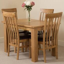 Thats Furniture Hampton 120-160cm Oak Extending Dining Table & 4 Harvard Chairs in Brown - thumbnail 1