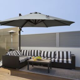 OUTSUNNY 3(m) Garden Banana Parasol Patio Cantilever Hanging Umbrella in Grey