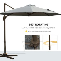OUTSUNNY 3(m) Garden Banana Parasol Patio Cantilever Hanging Umbrella in Grey - thumbnail 5