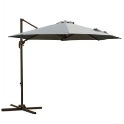 OUTSUNNY 3(m) Garden Banana Parasol Patio Cantilever Hanging Umbrella in Grey - thumbnail 2