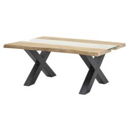 Wyld Haus Vouvant Live Edge Mango Wood & Glass Coffee Table Black X Frame Base in Natural - thumbnail 2