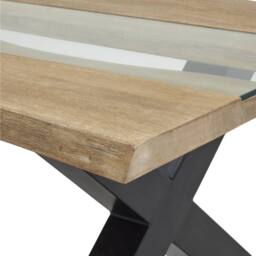 Wyld Haus Vouvant Live Edge Mango Wood & Glass Coffee Table Black X Frame Base in Natural - thumbnail 3