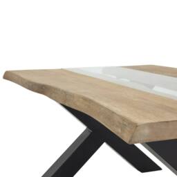 Wyld Haus Vouvant Live Edge Mango Wood & Glass Coffee Table Black X Frame Base in Natural - thumbnail 7