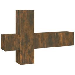 Berkfield Home 3 Piece TV Cabinet Set Smoked Oak Engineered Wood in Brown - thumbnail 2