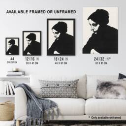 "Artery8 Stylised Portrait of a Woman De Mesquita Wall Art Poster Print in Black - Size: W12"" x H16""" - thumbnail 3
