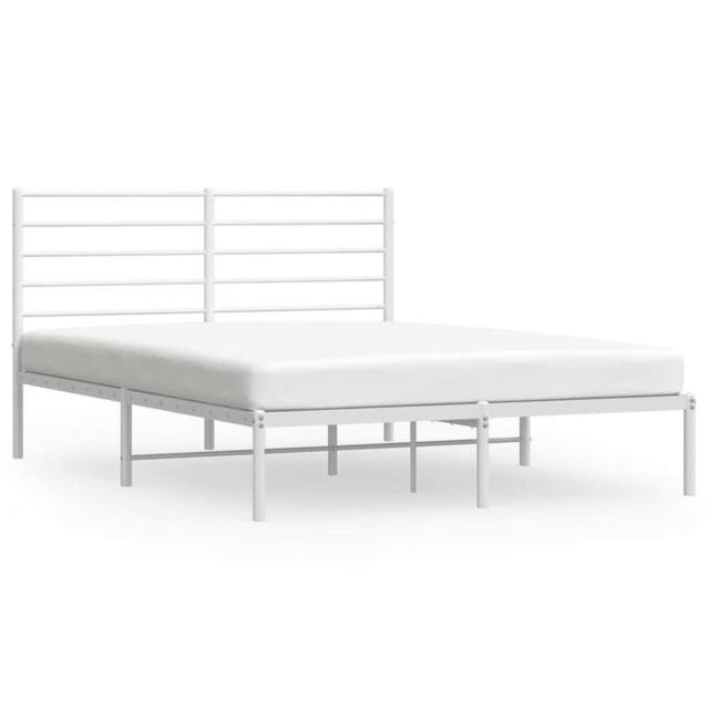 Berkfield Home Metal Bed Frame with Headboard White 120x190 cm Small Double - image 1