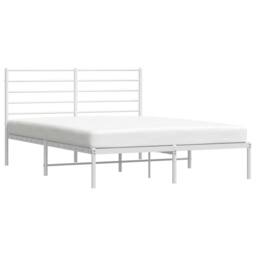 Berkfield Home Metal Bed Frame with Headboard White 120x190 cm Small Double - thumbnail 5