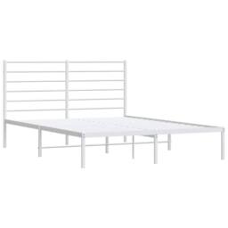 Berkfield Home Metal Bed Frame with Headboard White 120x190 cm Small Double - thumbnail 3