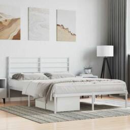 Berkfield Home Metal Bed Frame with Headboard White 120x190 cm Small Double - thumbnail 2
