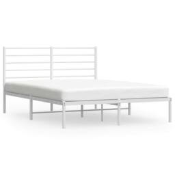 Berkfield Home Metal Bed Frame with Headboard White 120x190 cm Small Double - thumbnail 1
