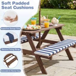 CASART Kids Picnic Table w/Bench Outdoor Table set w/Removable Umbrella in Blue - thumbnail 9