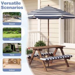 CASART Kids Picnic Table w/Bench Outdoor Table set w/Removable Umbrella in Blue - thumbnail 8