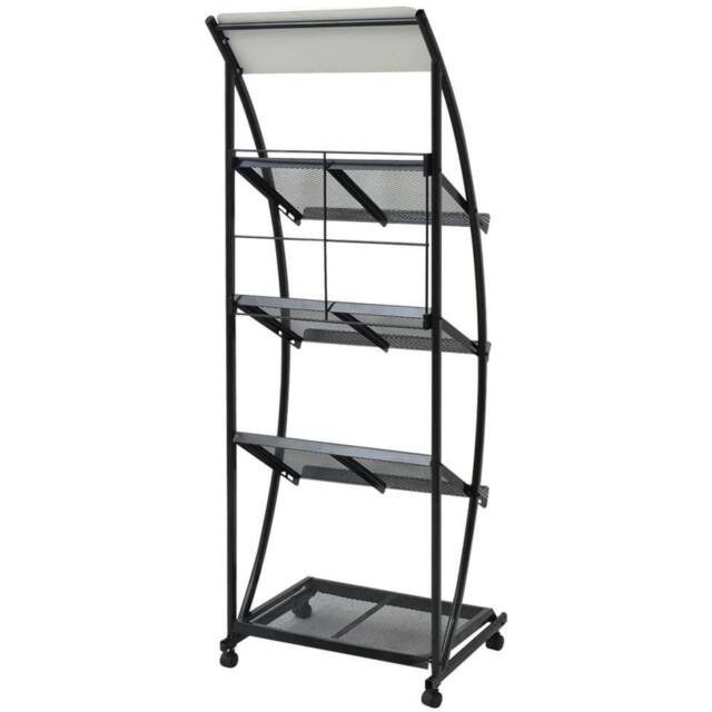 Berkfield Home Magazine Rack 47x40x134 cm Black & White A4 - Size: 47 x 40 x 134 cm - image 1