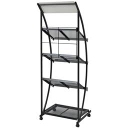 Berkfield Home Magazine Rack 47x40x134 cm Black & White A4 - Size: 47 x 40 x 134 cm - thumbnail 1