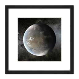 Artery8 Space NASA Planet Kepler-62f Concept Illustration 8X8 Inch Square Wooden Framed Wall Art Print Picture with Mount in Black - thumbnail 1