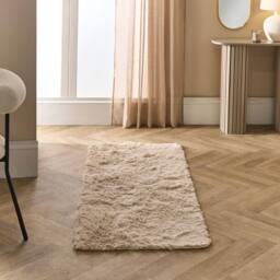 OHS Soft Fluffy Runner Rug Anti-Slip Floor Mat in Stone - Size: 60 cm x 150 cm