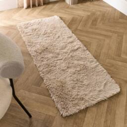 OHS Soft Fluffy Runner Rug Anti-Slip Floor Mat in Stone - Size: 60 cm x 150 cm - thumbnail 2