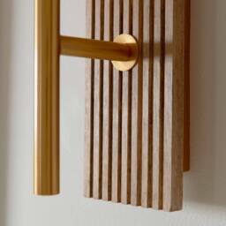 Netlighting Grove Wall Lamp Beechwood & Vintage Brass Ribbed Glass E14 in Brown - thumbnail 6