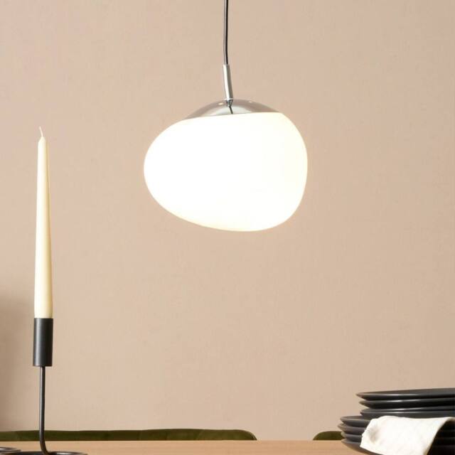 Wyld and Coco Irregular White Glass Pendant Polished Silver Top 1 Light Modern - image 1