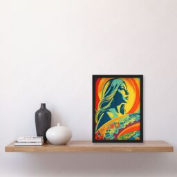 "Artery8 Wall Art Print Surfer Aesthetic Sunset Surfing Floral Surf Board Vibrant Bold Bright Colourful Painting Art Framed - Size: W12"" x H16""" - thumbnail 4