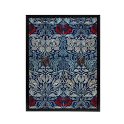 "Artery8 Tulip & Rose Floral Pattern Framed Canvas Wall Art Print W. Morris in Blue - Size: W12"" x H16""" - thumbnail 1