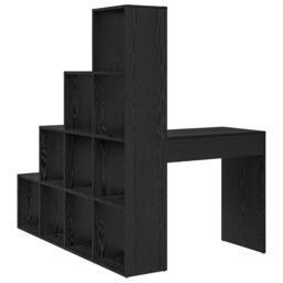 Berkfield Home Corner Desk with Shelf with Storage Black oak 101.5 x 149.5 x 149.5 cm - thumbnail 6