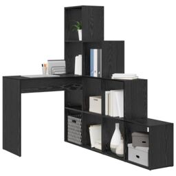Berkfield Home Corner Desk with Shelf with Storage Black oak 101.5 x 149.5 x 149.5 cm - thumbnail 3