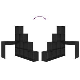 Berkfield Home Corner Desk with Shelf with Storage Black oak 101.5 x 149.5 x 149.5 cm - thumbnail 9
