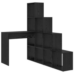 Berkfield Home Corner Desk with Shelf with Storage Black oak 101.5 x 149.5 x 149.5 cm - thumbnail 2
