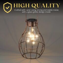 Marco Paul Pack of 2 Bronze Metal Firefly Solar Powered Garden Lantern 23cm in Copper - thumbnail 8