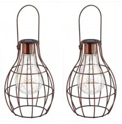 Marco Paul Pack of 2 Bronze Metal Firefly Solar Powered Garden Lantern 23cm in Copper - thumbnail 2